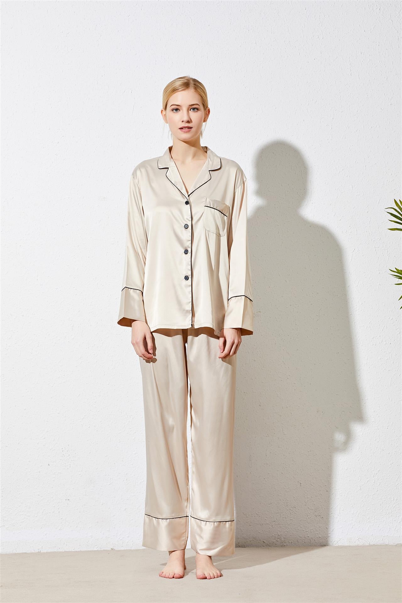 Satin Long PJ Set Feign Designs and Bridal Boutique