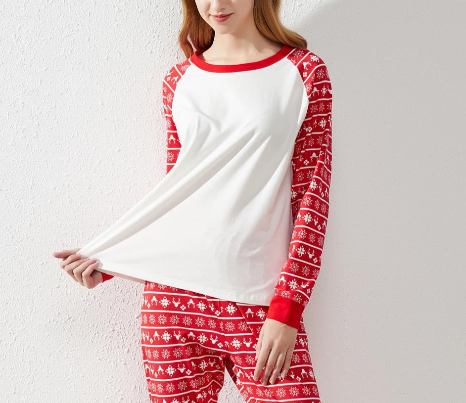 Christmas Pajamas White with Christmas Pattern