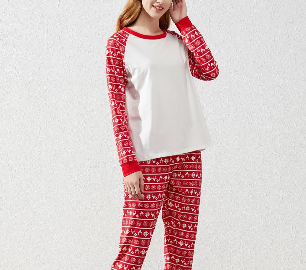 Christmas Pajamas White with Christmas Pattern